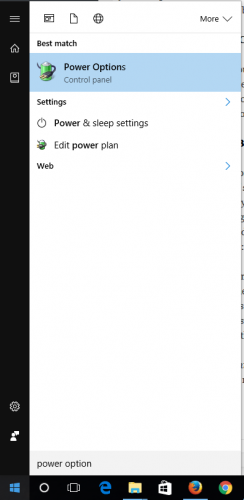 Go to Start and search for Power Options.